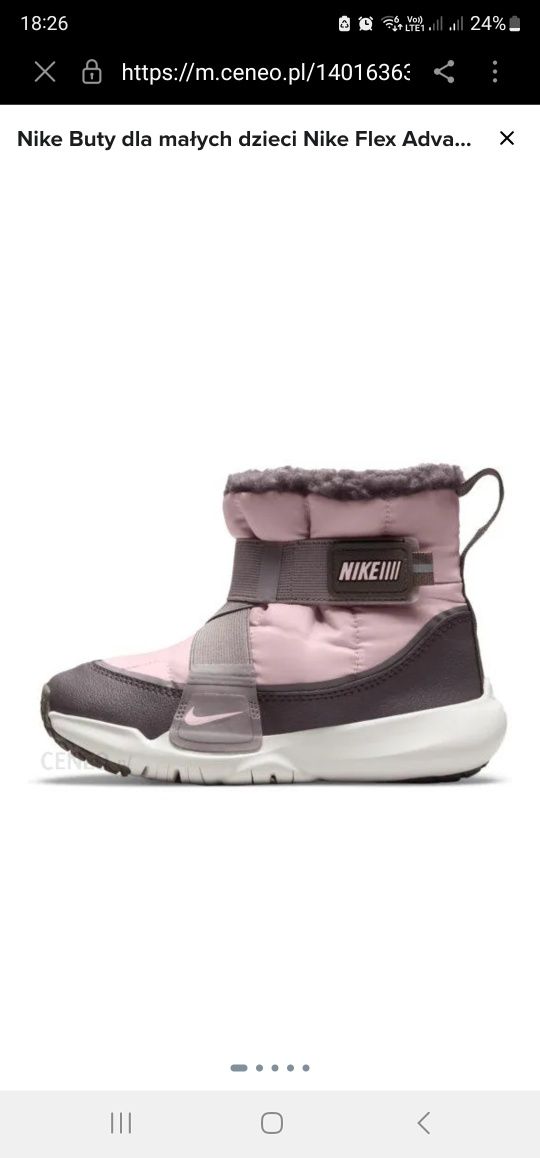Nike flex advance śniegowce sportowe na rzepy jak nowe 35 różowe