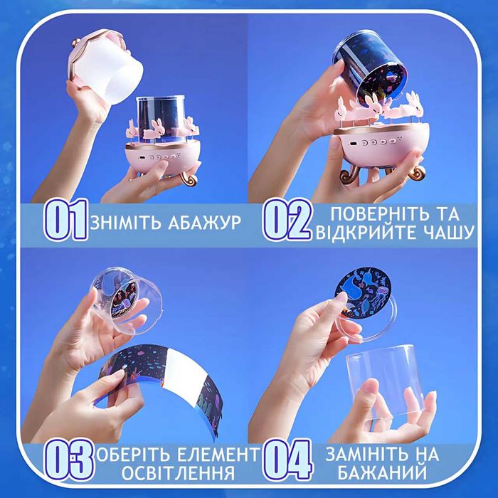 Светильник LED  "Карусель зайчиков" с музыкой, слайдами, Bluetooth