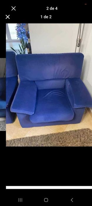 Conjunto Sofás: sofá cama de 2 lugares e dois sofás individuais