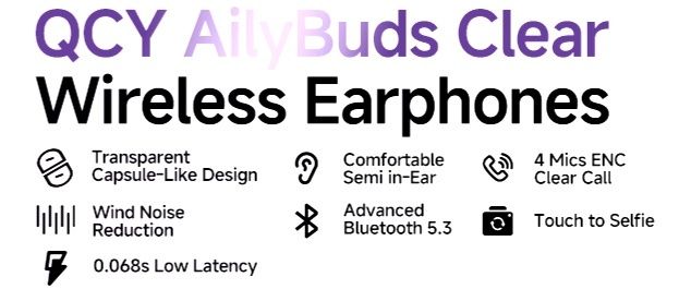 Оригінальні бездротові TWS навушники QCY AilyBuds Clear