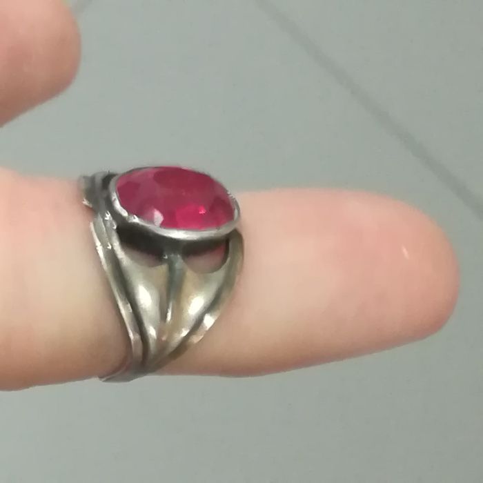 Stary duży srebrny pierścionek - sygnet , srebro rosja 875 roz. 16