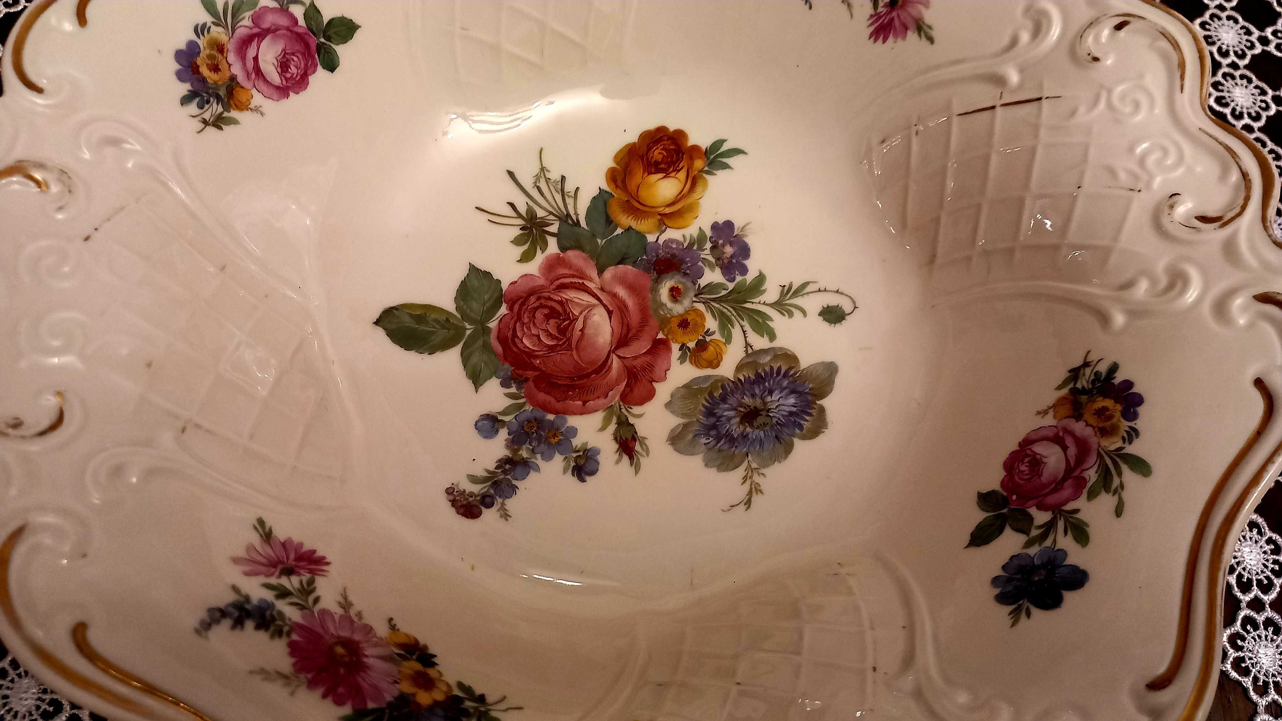 Stara porcelana Rosenthal Reichenbach misa złocona patera na stopach