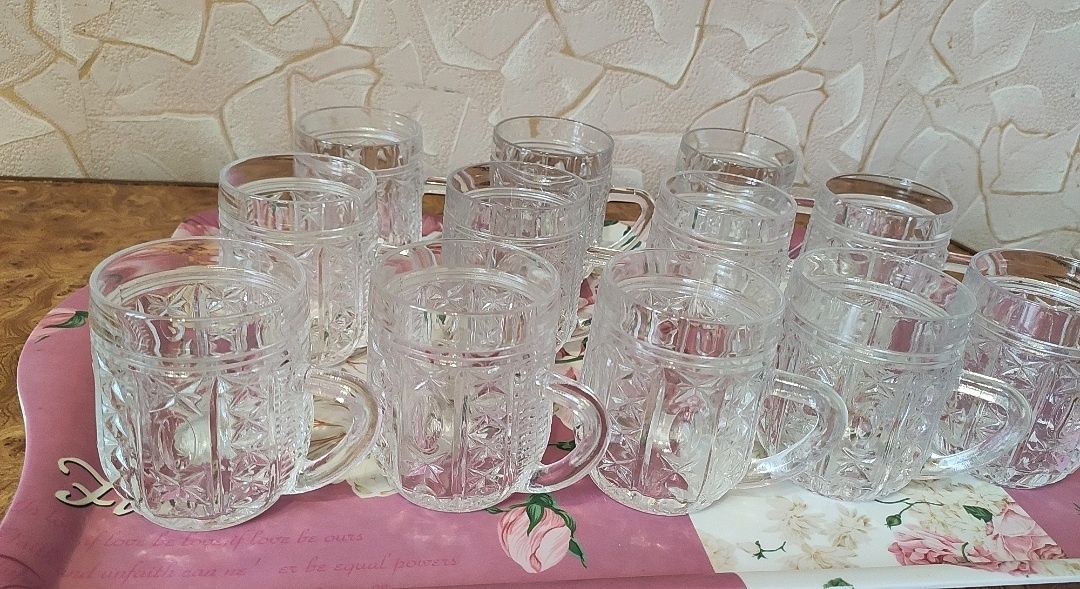 Хрустальные бокалы,хрустальные кружки СССР,хрустальные стаканы 12шт