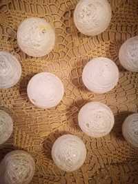 Cotton balls szklane kule dekoracyjne w białej nici