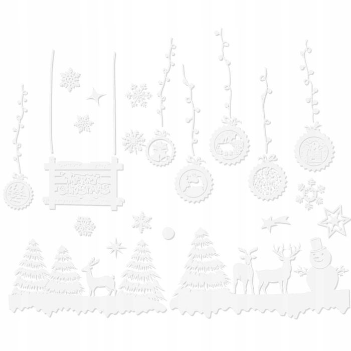 Naklejki Świąteczne  Okno Szybę Śnieżynki Święta Ozdoby Samoprzylepne