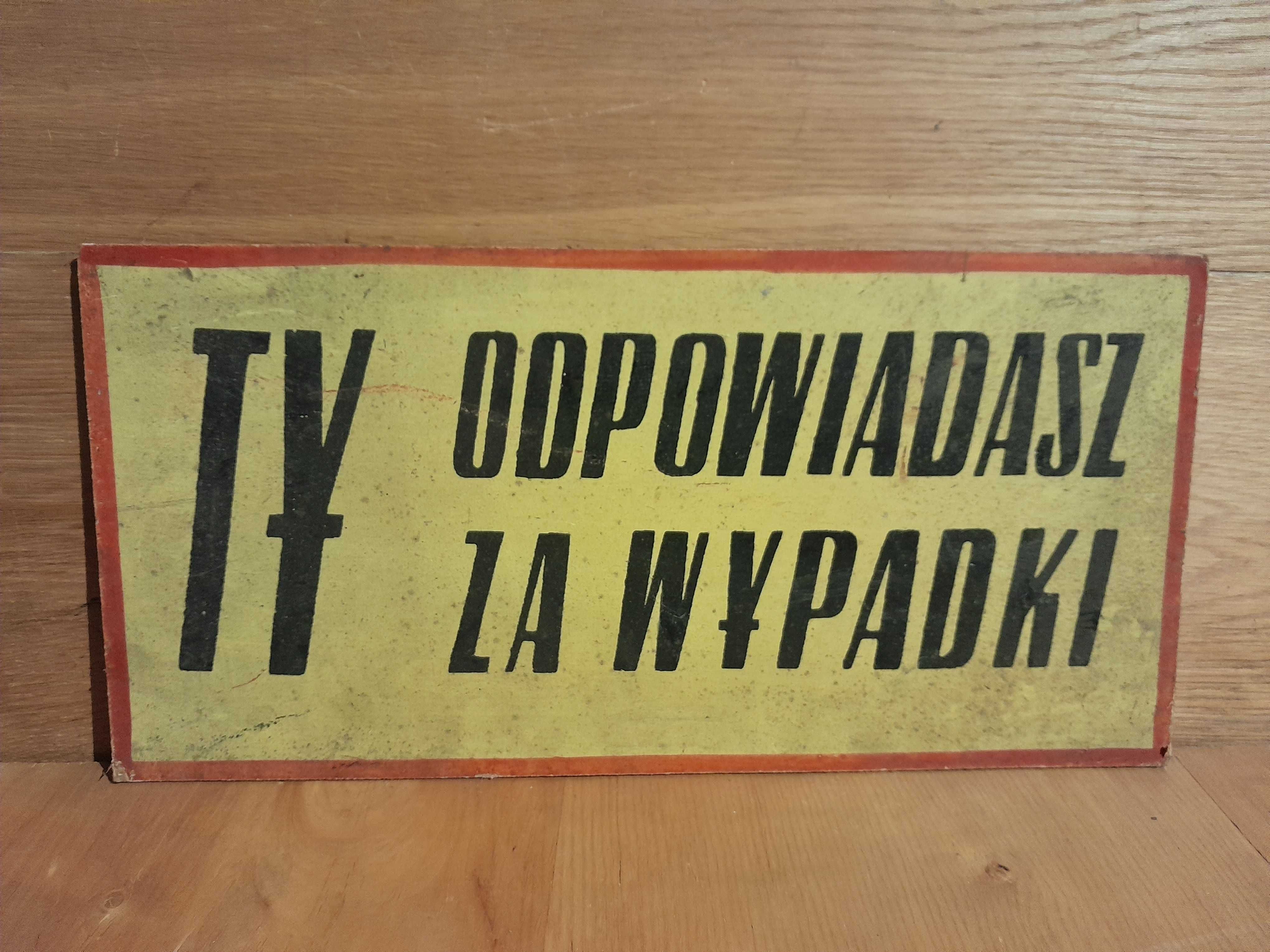 Stara tablica informacyjna BHP zabytek PRL zakładowa vintage retro