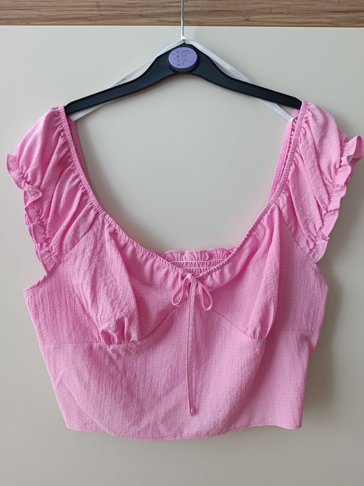 Różowa krótka bluzka bez rękawów top crop top 46 3XL
