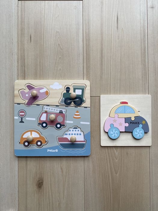 Деревʼяні пазли вставки розвиваючі іграшки машини