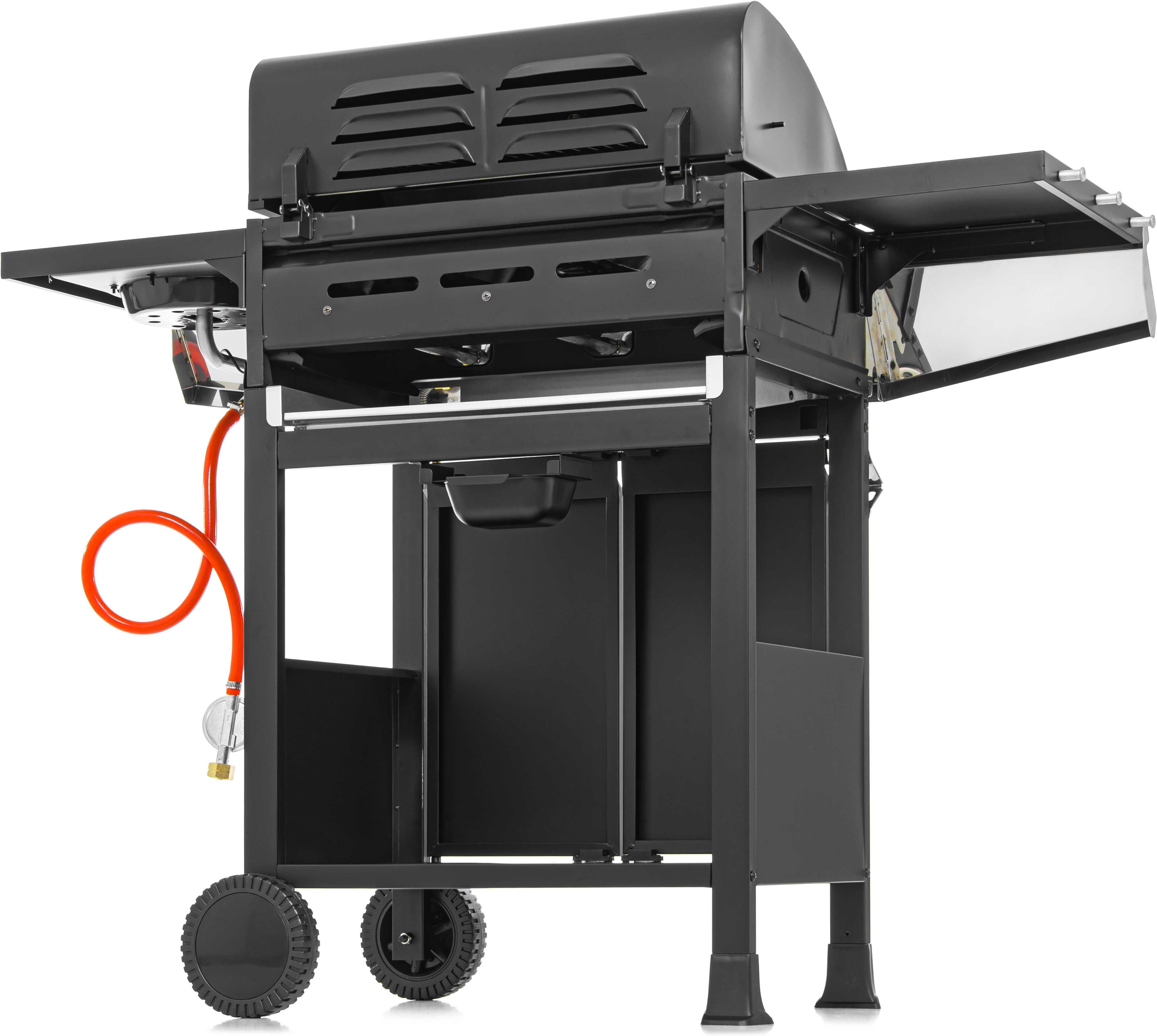 Grill gazowy ogrodowy żeliwny Lehmann Texas ruszt 3+1 czarny, srebrny