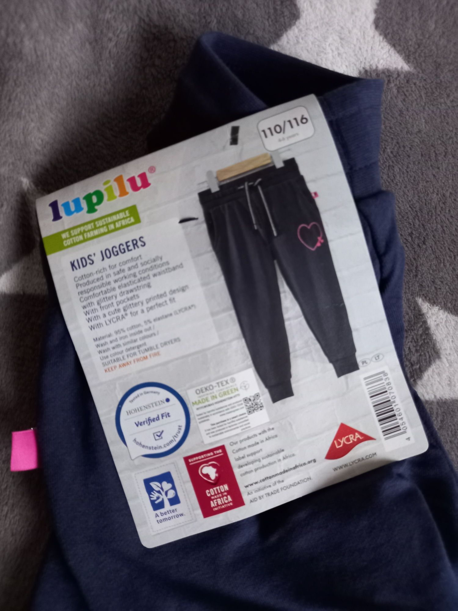 NOWE spodnie dresowe dresy lupilu lidl 110 116 serce serduszko granat