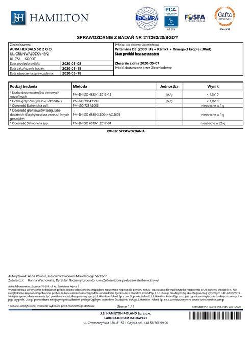 Witamina D3 2000 IU + K2 + Omega-3, krople 30 ml