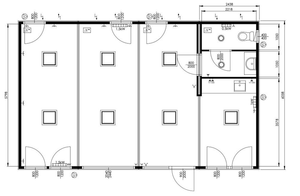 Nowoczesny pawilon kontenerowy z kuchnią i WC