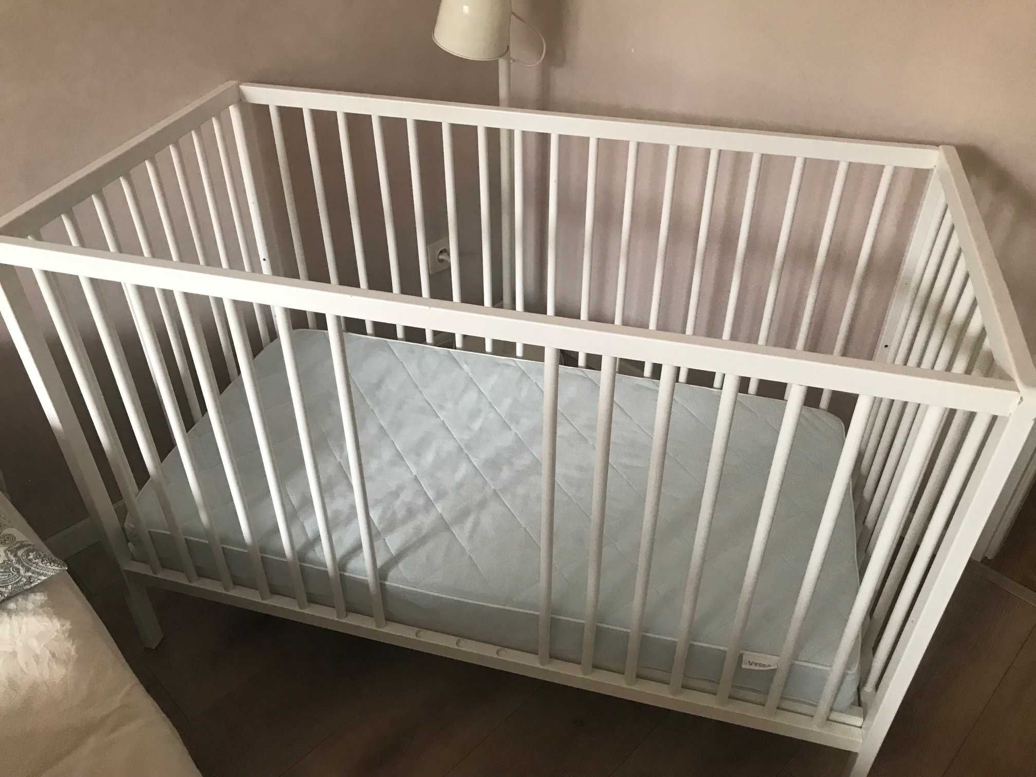 Łóżeczko dziecięce bukowe 120 x 60 cm + materac IKEA najwyższy model