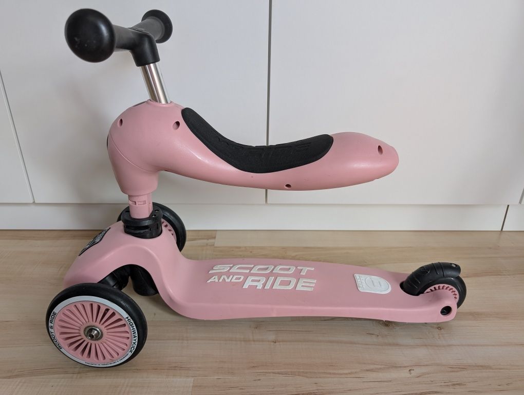 SCOOTANDRIDE Highwaykick 2w1 Jeździk i hulajnoga różowa