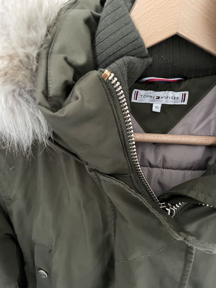 Parka kurtka zimowa damska TOMMY HILFIGER khaki xs