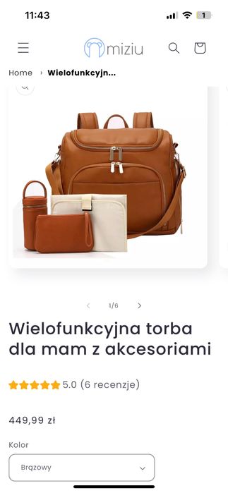 Brązowa torba / plecak do wózka