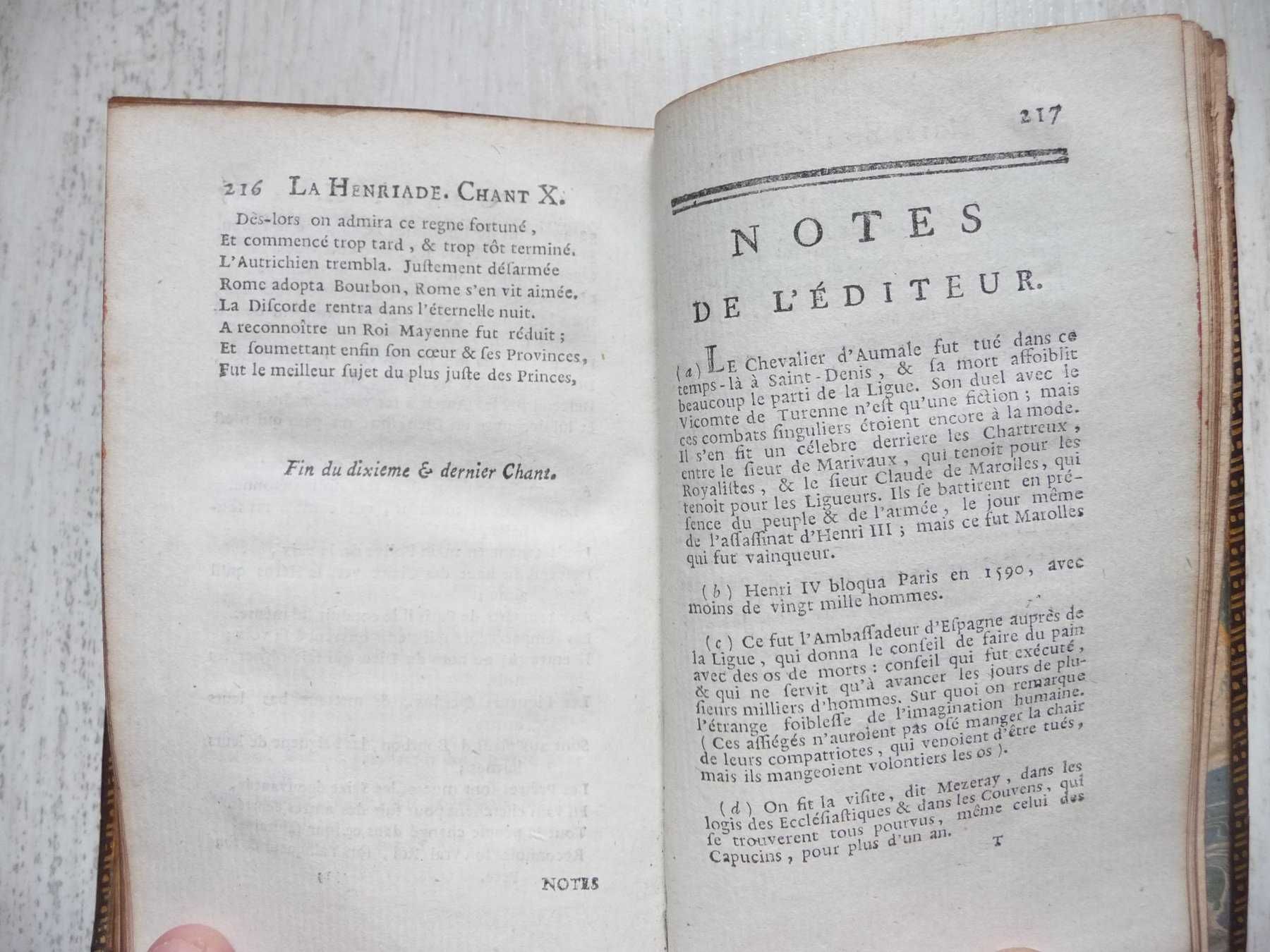 La Henriade poema épico do filósofo iluminista francês VOLTAIRE. 1781.