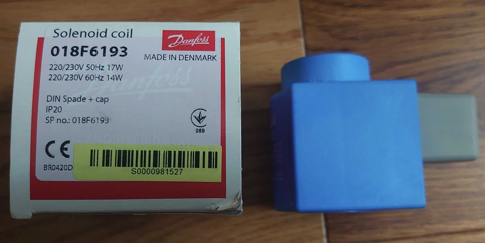 Cewka Danfoss do zaworów elektromagnetycznych 018F6193 typ BE230CS.
