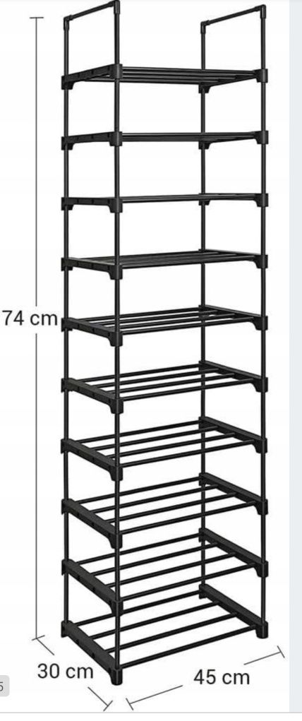 Regał na buty 10-poziomowy | 174 cm wysokości | Metalowy stojak