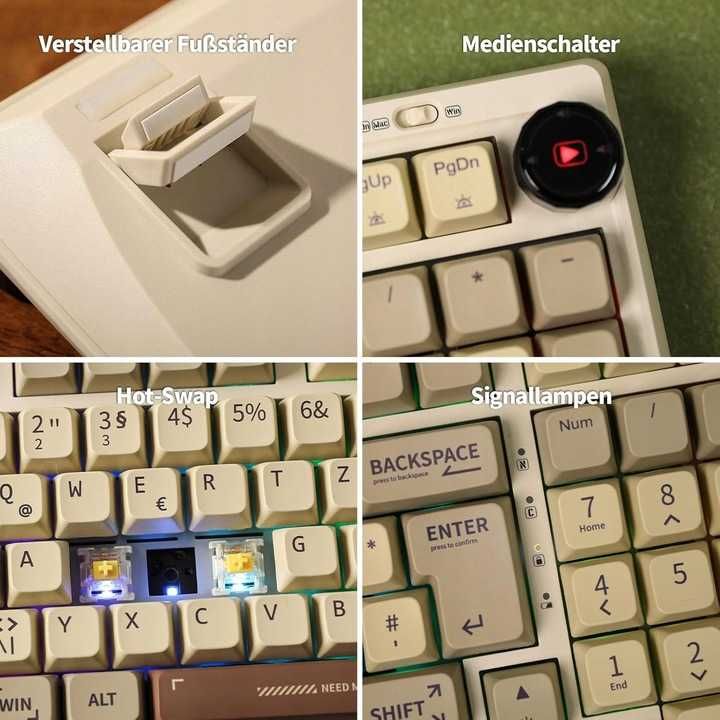 Klawiatura mecha EPOMAKER RT100 ISO Gateron Yellow Switch NIEMIECKA
