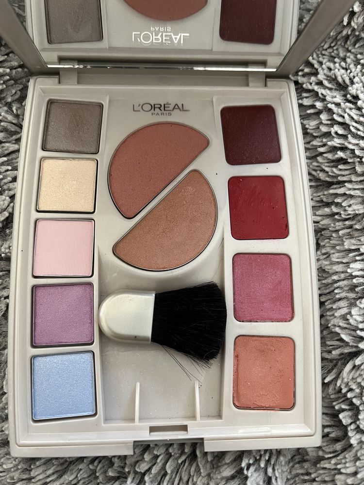 Paleta do makijażu cienie do powiek róż błyszczyk Loreal Paris