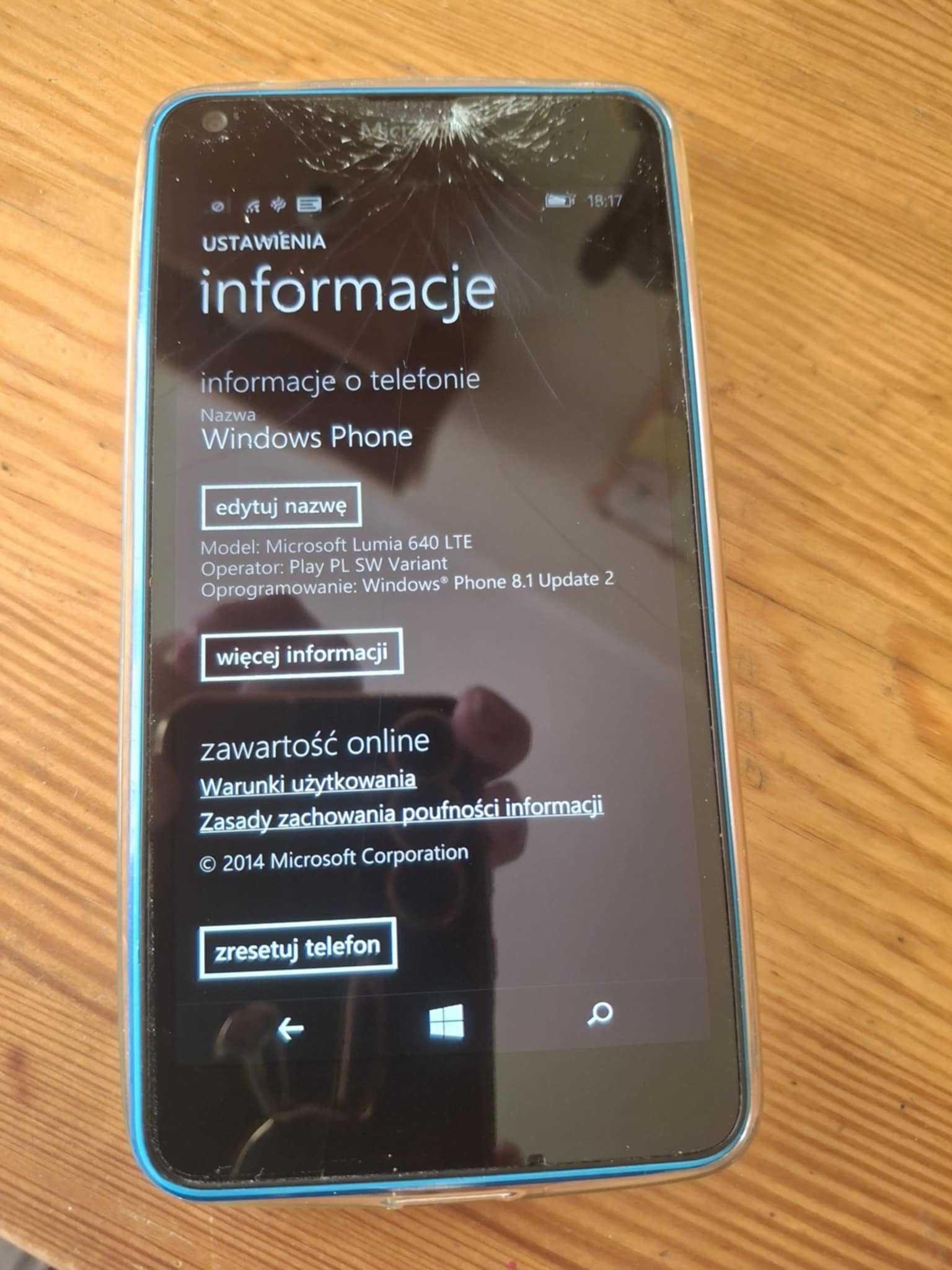 Lumia 640 LTE Windows Phone 8.1 USZKODZONA