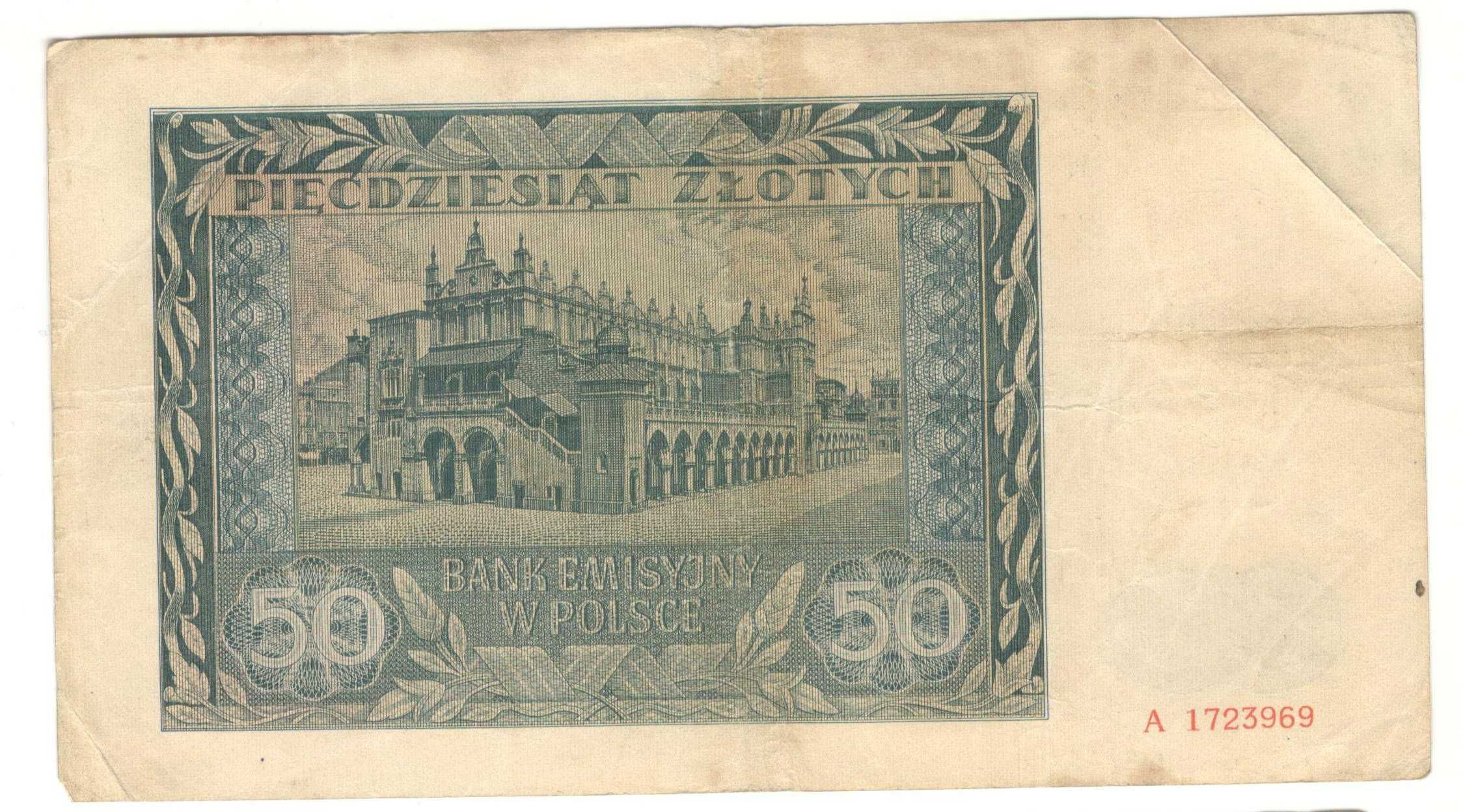 Stare polskie banknoty 50 20 5 1 zł okupacyjne 1940 rok 1941