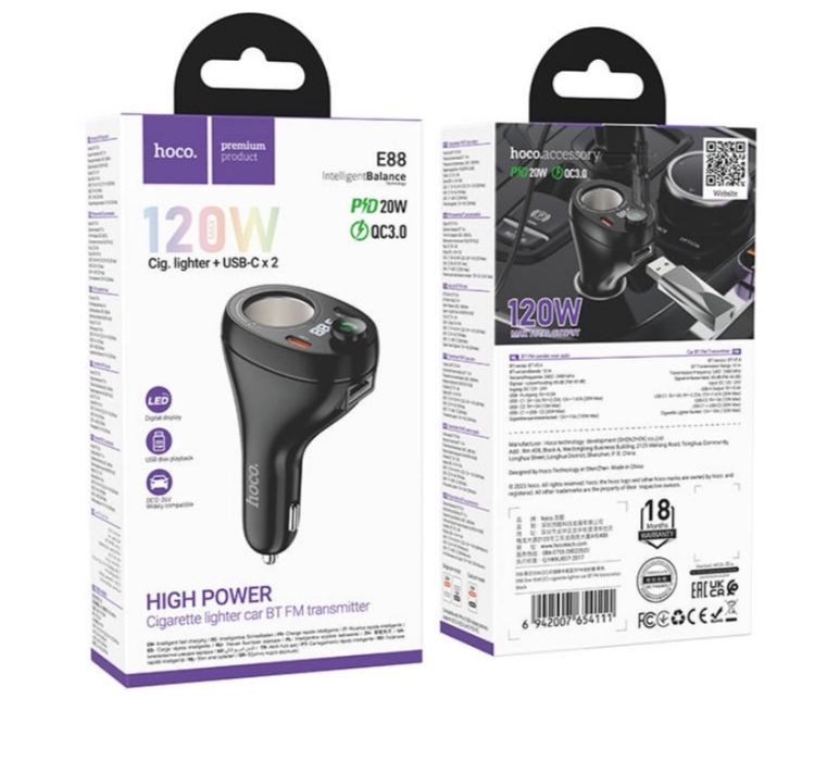 FM-трансмітер Hoco E88 Star 35W Charger Black