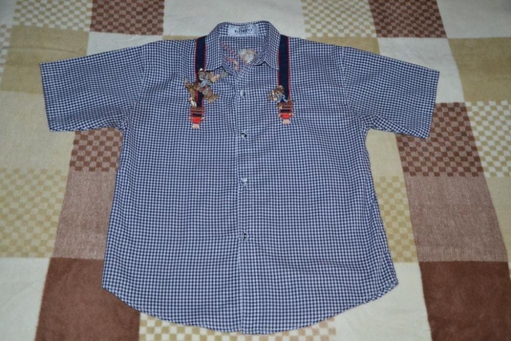 Рубашка-теніска для хлопчика р.164 с вишивкою підтяжки