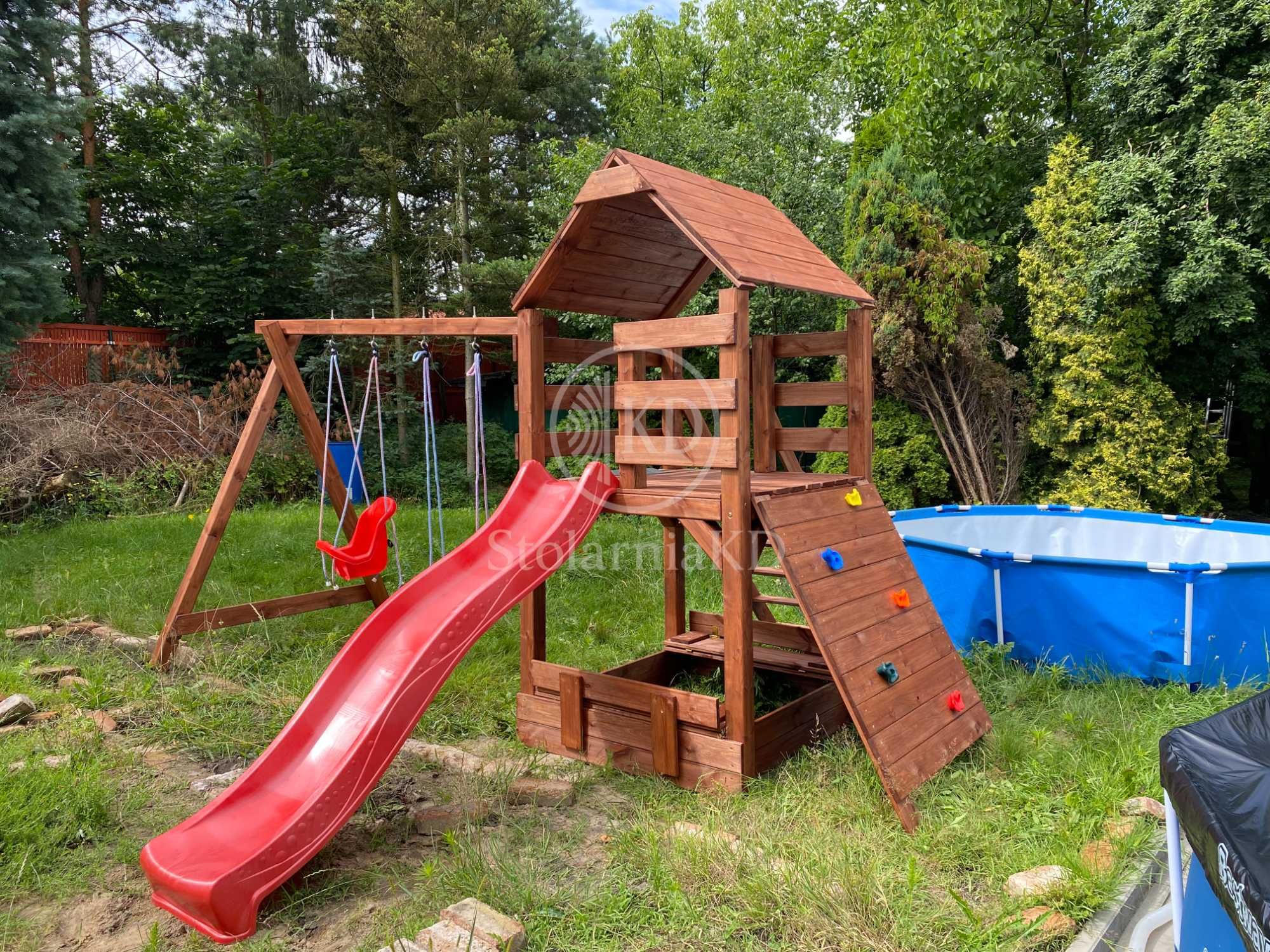 Plac zabaw dla dzieci Domek dziecka Huśtawki Zjeżdżalnia słupy 9x9cm