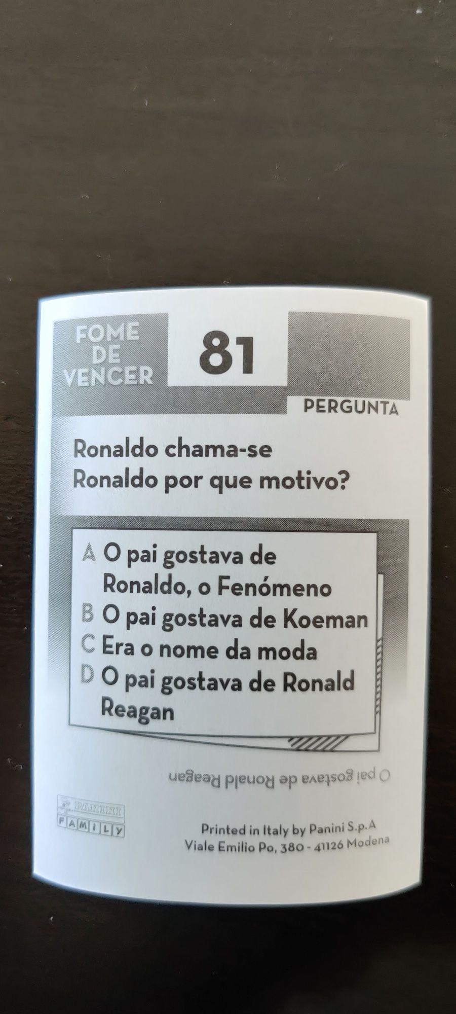 Cristiano Ronaldo Cromo Panini Dourado
