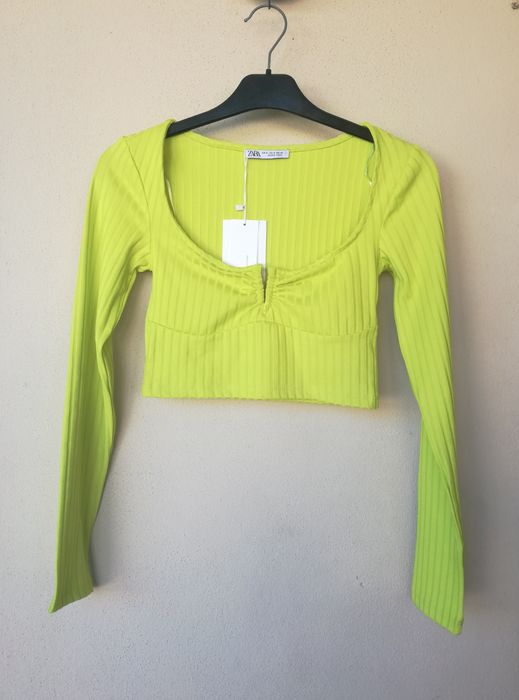Camisola manga comprida verde Zara S