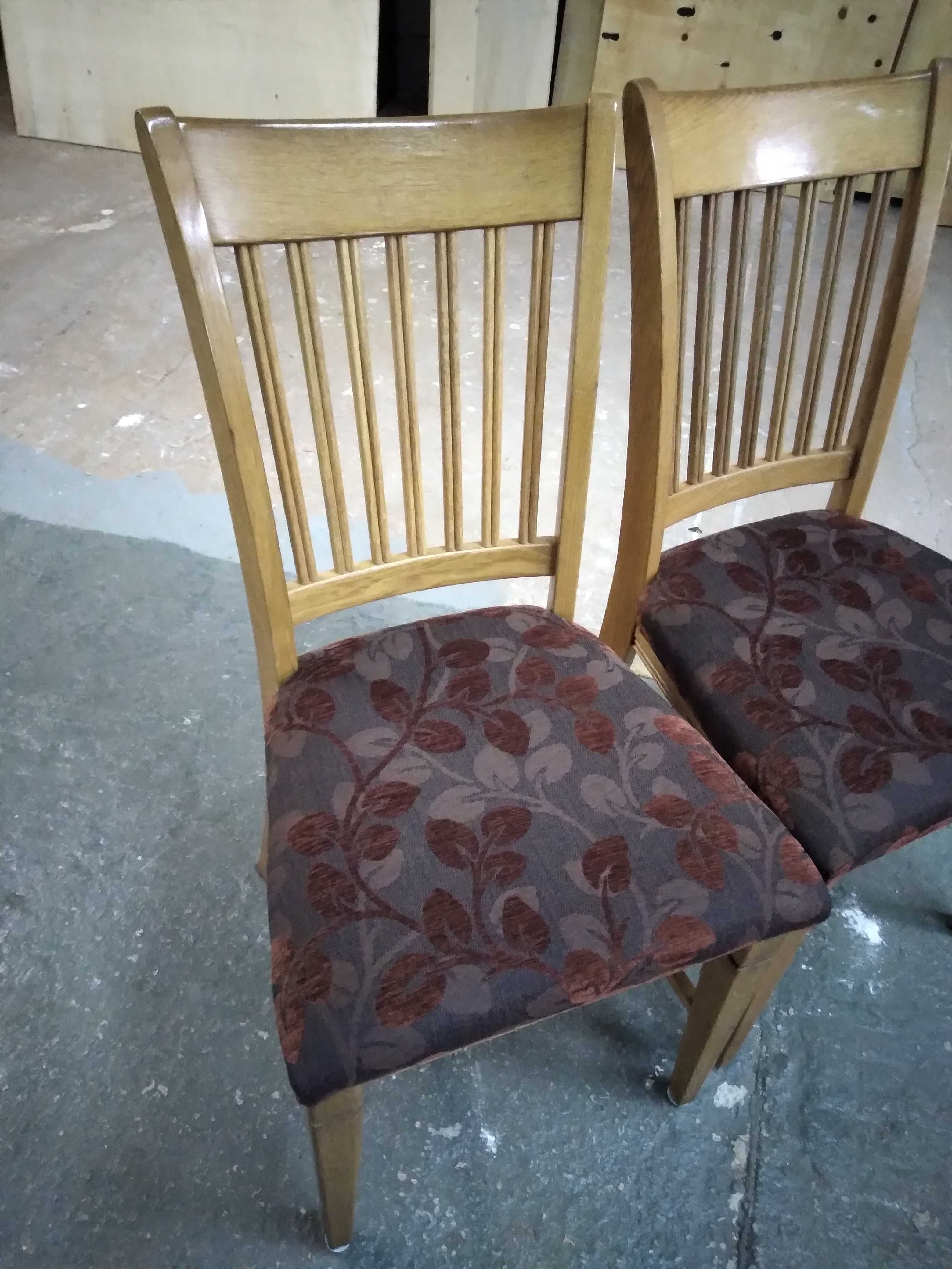 Komplet 4 krzeseł krzesła drewniane dębowe tapicerowane FV DOWÓZ