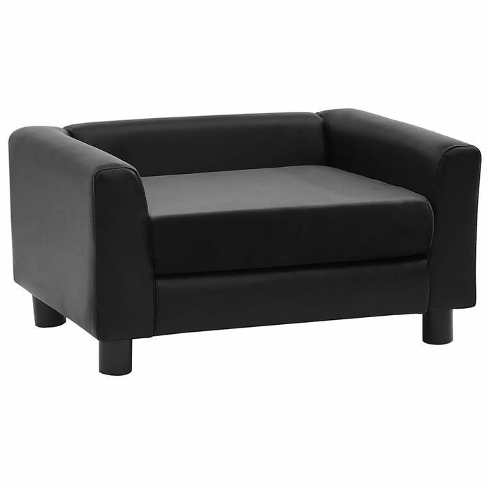 Sofa dla psa, czarna, 60x43x30 cm, plusz i sztuczna skóra