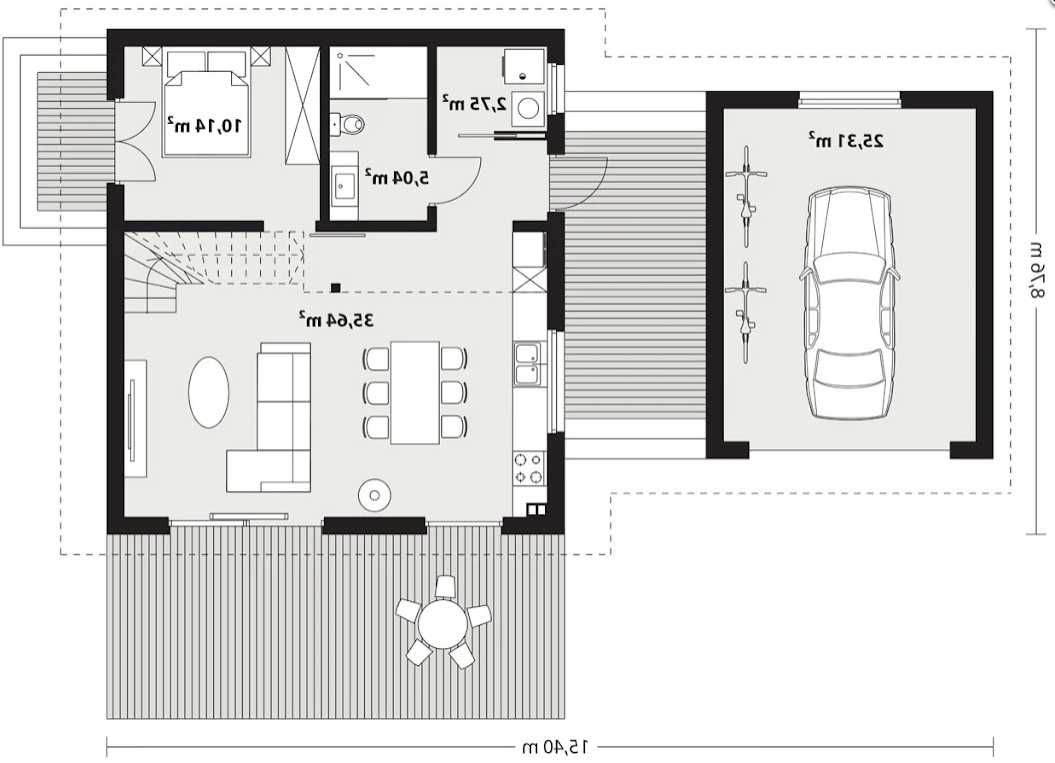Projekt domu drewnianego całorocznego Erna 4 - 70m2