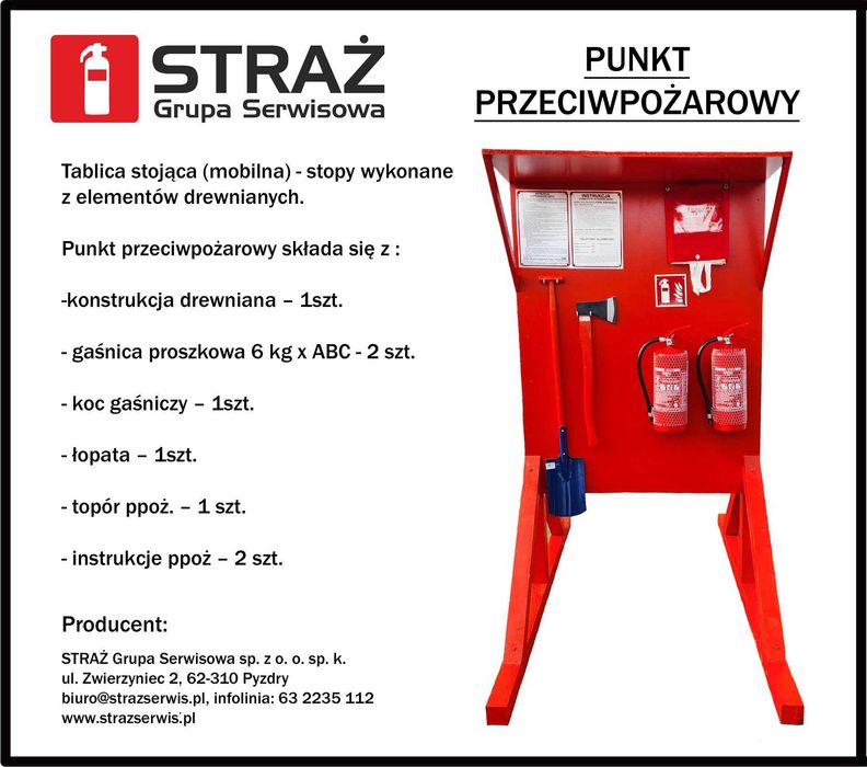 Tablica BHP i P.POŻ. - Punkt Przeciwpożarowy , przeglądy gaśnic