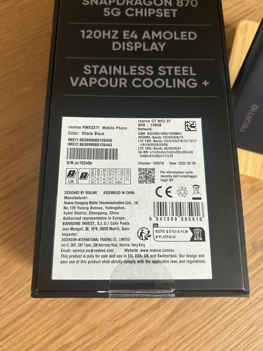 realme GT Neo 3T 8/128GB czarny 120 hz smartfon telefon
