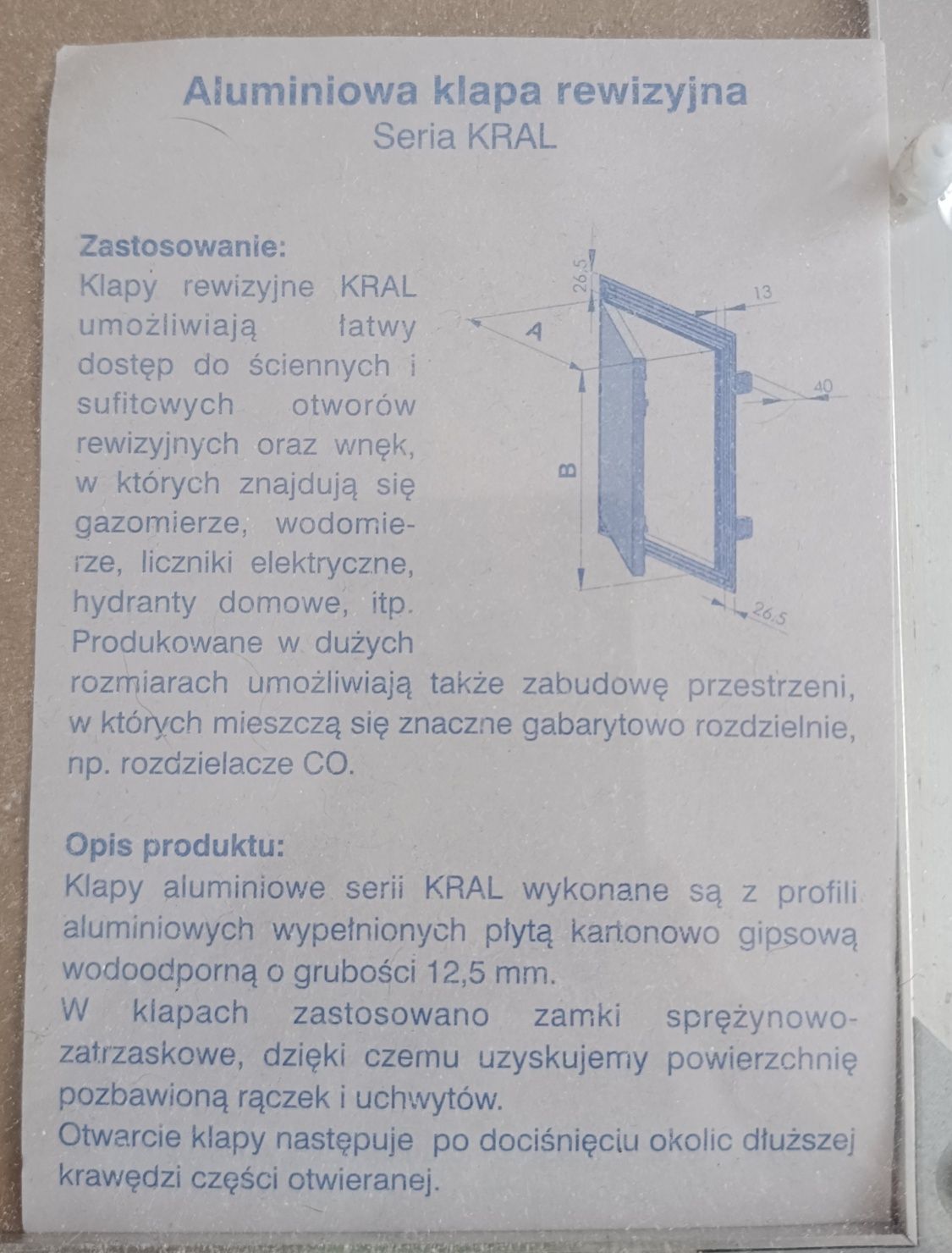 Aluminiowa klapa rewizyjna awenta Krall 10 300 x 300