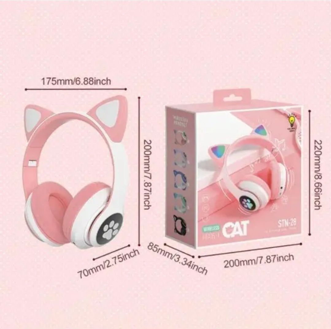 Бездротові MP3 Навушники Котячі вушка з підсвічуванням Cat Ear