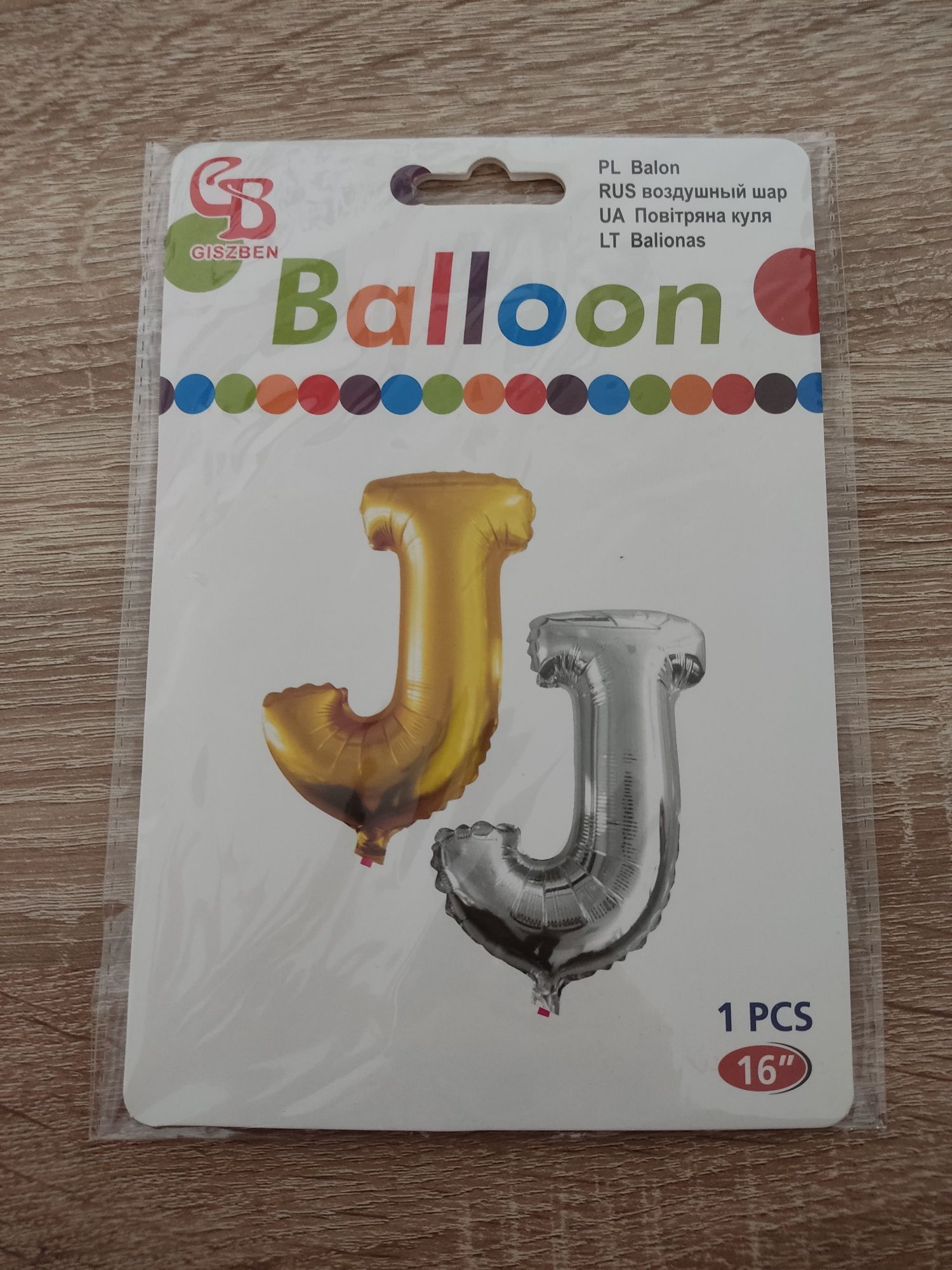 Balon srebrny literka J