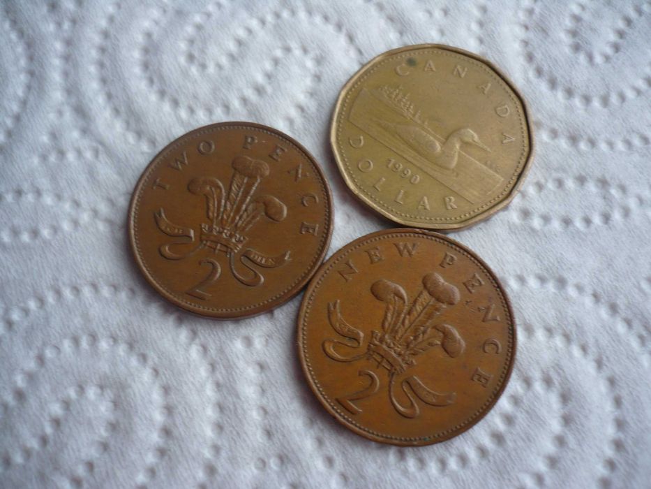 Monety Elizabeth 2. New Pence 1971 rok, 93 rok i 1990 rok.