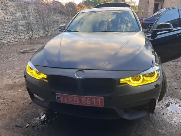 Фари BMW F30 Full led жовті глазки ф30 ксенон
