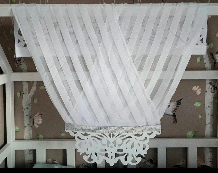 Firana firanka panel okienny 120x130 zakładki ażur woal