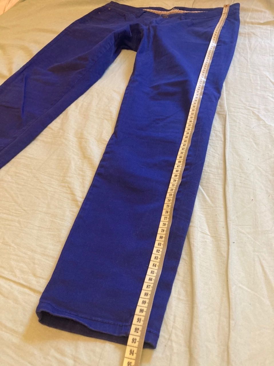 Bawełniane granatowe spodnie Mango 38 M kobaltowe proste