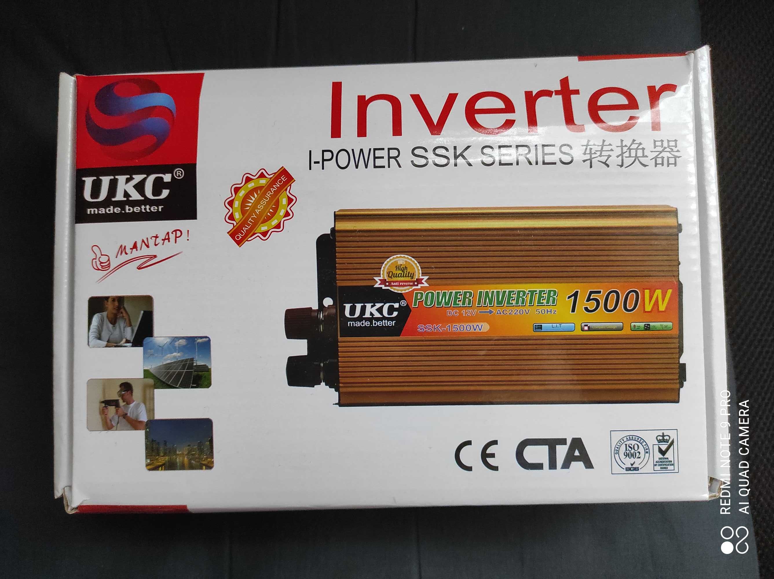 Инвертор перетворювач Іnverter 1500w , Вхід напруга12 V
Вихід 220 V