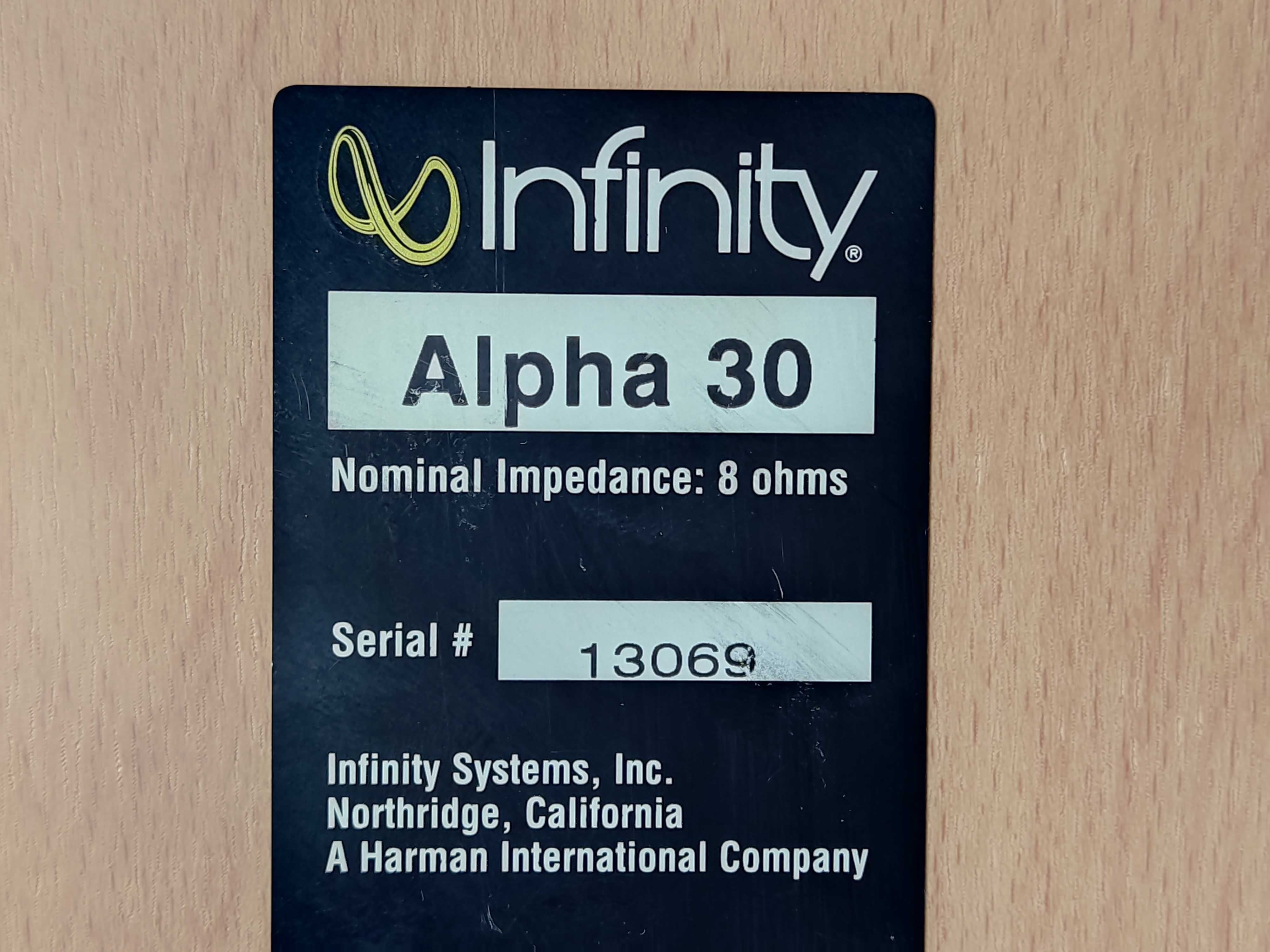 Kolumny Infinity Alpha 30 drewniany kolor jasny 8ohm 100W 89dB USA