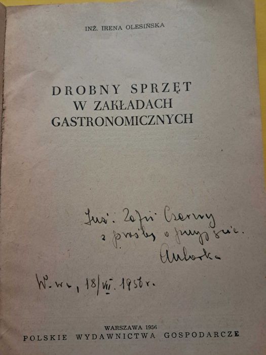 Drobny sprzęt w zakładach gastronomicznych PRL Unikat  1956  Czerny
