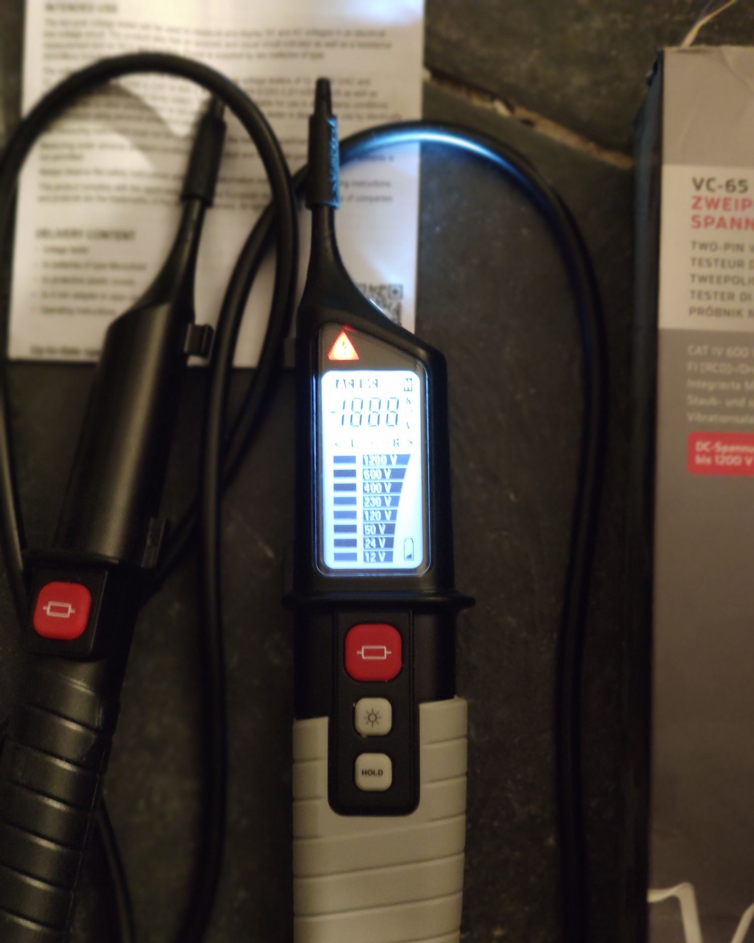 Dwubiegunowy TESTER wskaźnik NAPIĘCIA miernik CAT III 1000V 12-1200V