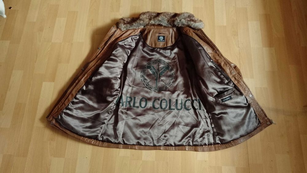 Damska ocieplana kurtka skórzana CARLO COLUCCI r.L stan idealny