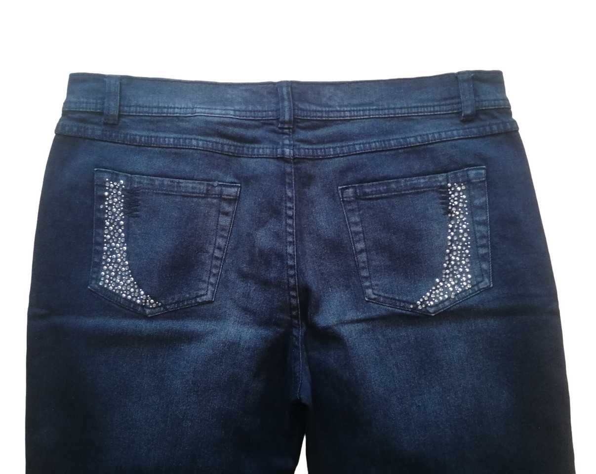 Spodnie jeansowe zdobione plus size cyrkonie